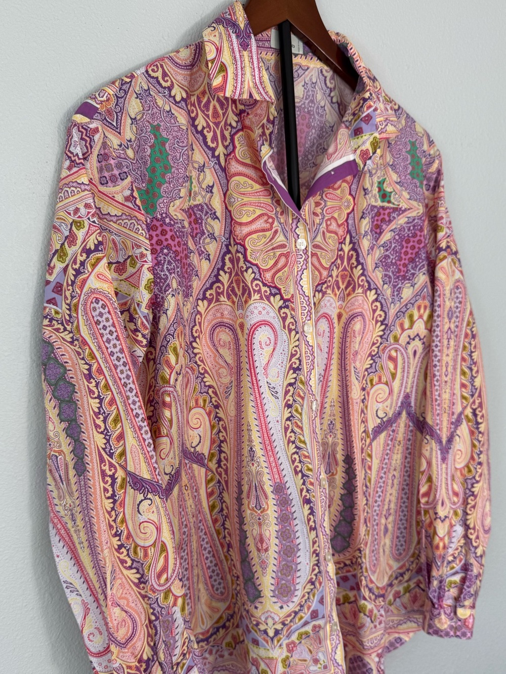 Etro Paisley Button Down Blouse Multicolor Made in Italy Women  IT 50 Size XL - Picture 10 of 13